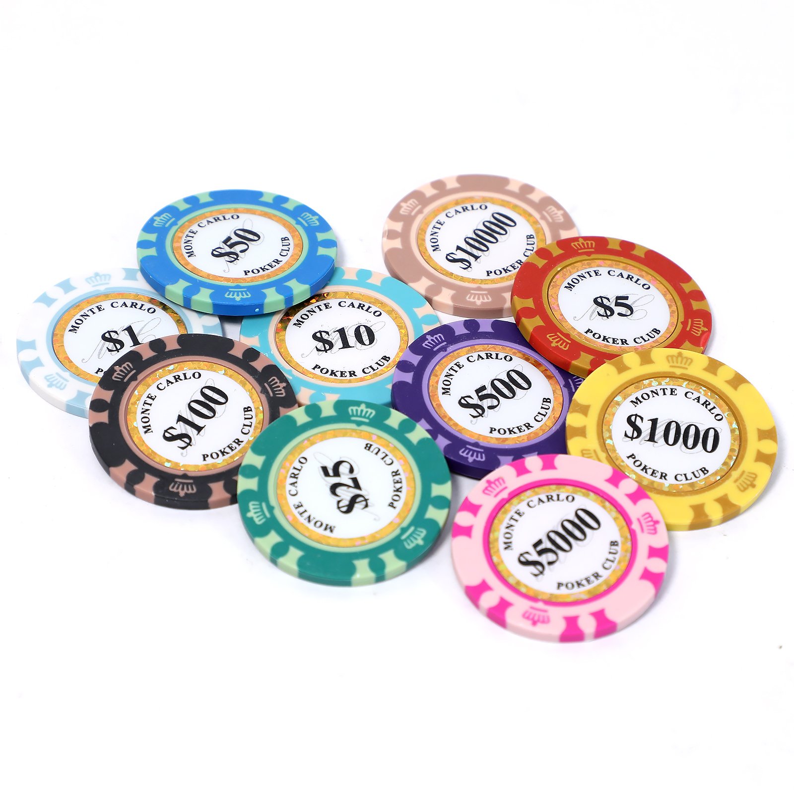 Hot Sale Custom Made Poker Chips with Coin Inlay Clay Monte Carlo Poker Casino Chips 40mm Manufacturing Wholesale In Stock