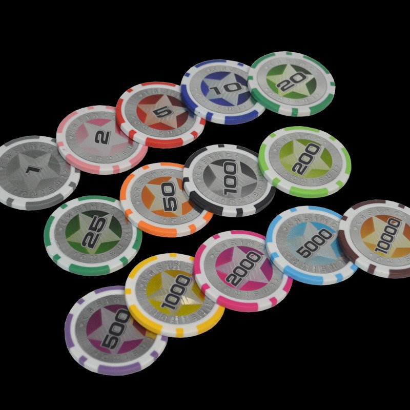 Factory customized cheap poker chips 1000 standard 14g casino tokens ABS embedded metal Texas hold'em poker chip set