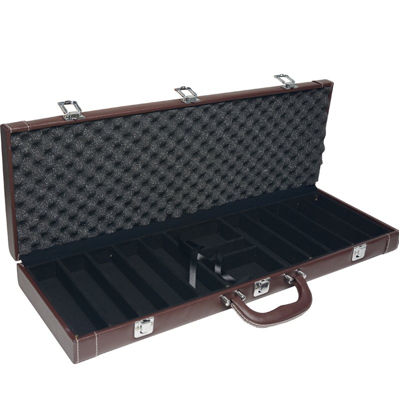 High Quality 200PCS PU Leather Chips Suitcase/Box Container Chip Case/Box Poker Chips Set