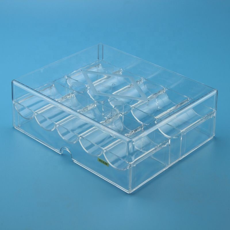 100pcs RECTANGULAR CHIPS casino acrylic poker chip tray rackS holder with lid