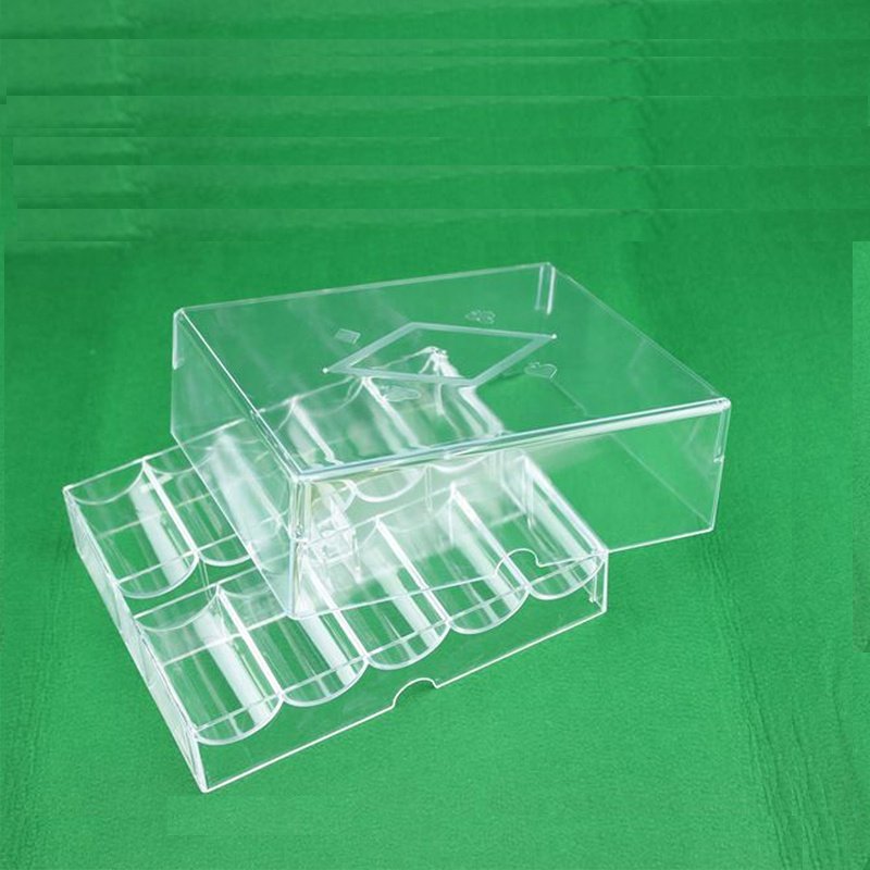 100pcs RECTANGULAR CHIPS casino acrylic poker chip tray rackS holder with lid