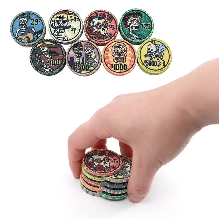 ceramic poker chips dia de muertos 10g 39mm make high quality multi size are available from manufacutres