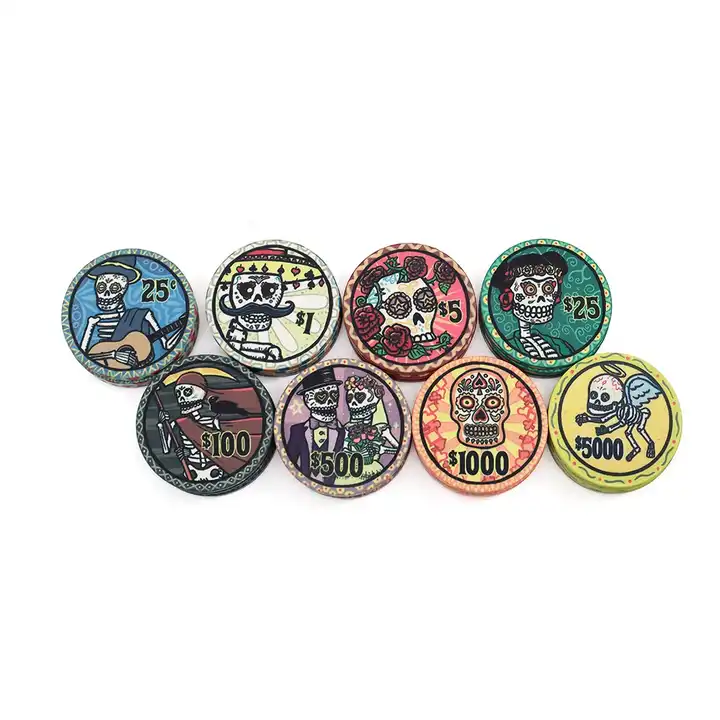 ceramic poker chips dia de muertos 10g 39mm make high quality multi size are available from manufacutres