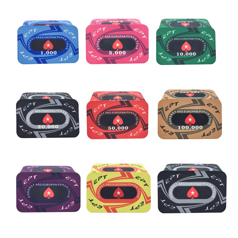 Custom 300 Pieces 32g EPT Clay Casino Poker Chips Rectangular Square Fichas de poker Ceramic PS Material 43mm Diameter 10-14g