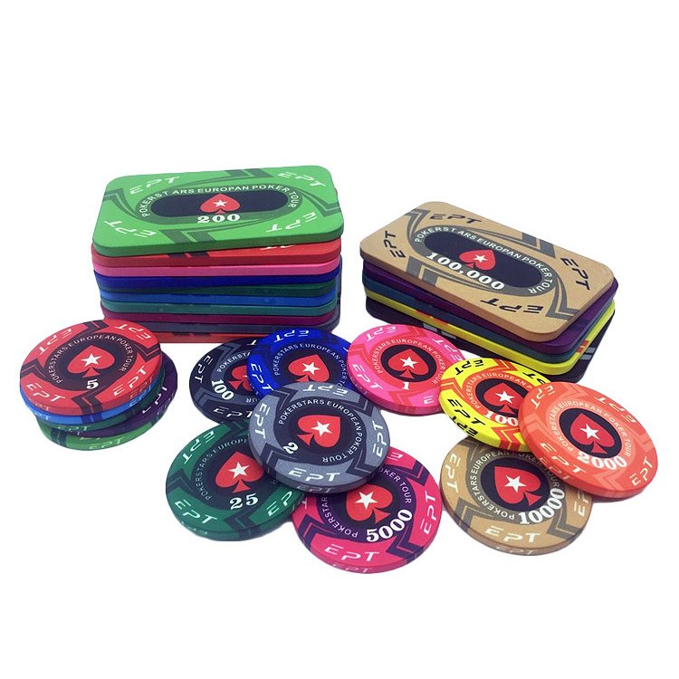 Custom 300 Pieces 32g EPT Clay Casino Poker Chips Rectangular Square Fichas de poker Ceramic PS Material 43mm Diameter 10-14g