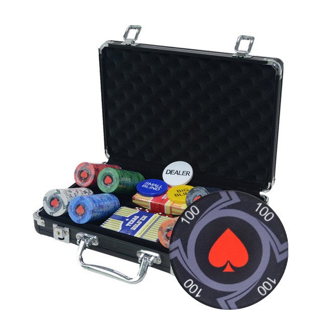 200PCS/LOT Round Peach Heart Coins Texas Hold'em Ceramic Poker Chip Entertainment Chips Aluminum Suitcase Set
