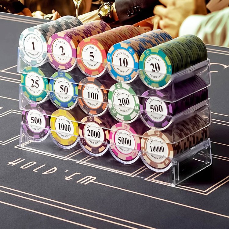 Poker Chips Tray with Lid Clear Acrylic Poker Chip Rack Holder for Casino Game