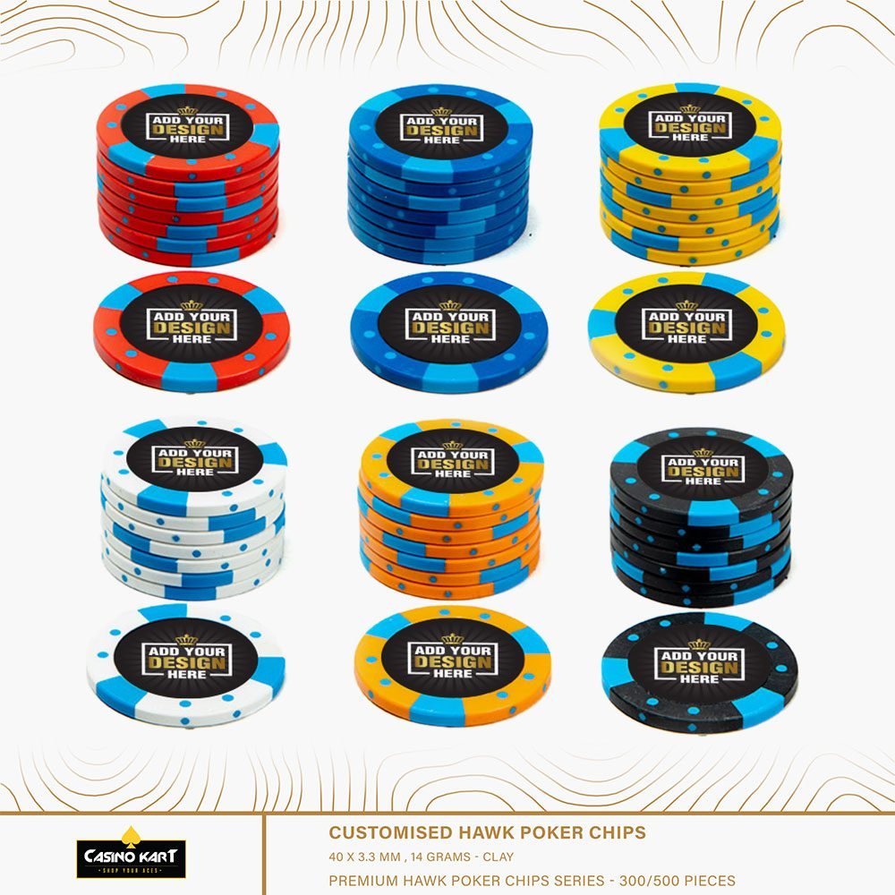 Customised Hawk Poker Chips Casino quality clay poker chip with Customised colour and logo in lay 14 gm Baccarat Blackjack