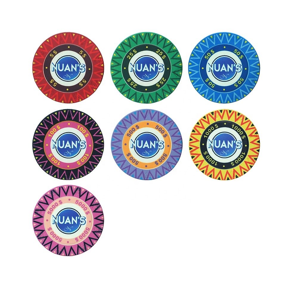 Factory accept custom 39mm ceramic poker chips 10g free design your logo engraved diamond for casino game