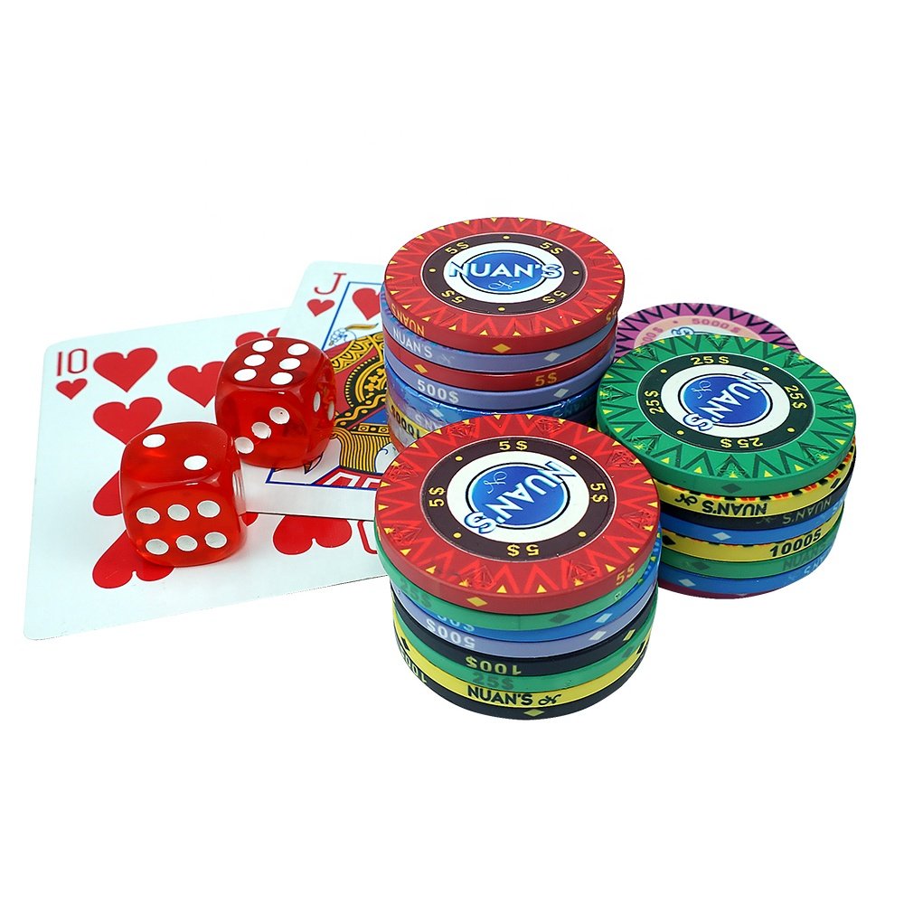 Factory accept custom 39mm ceramic poker chips 10g free design your logo engraved diamond for casino game