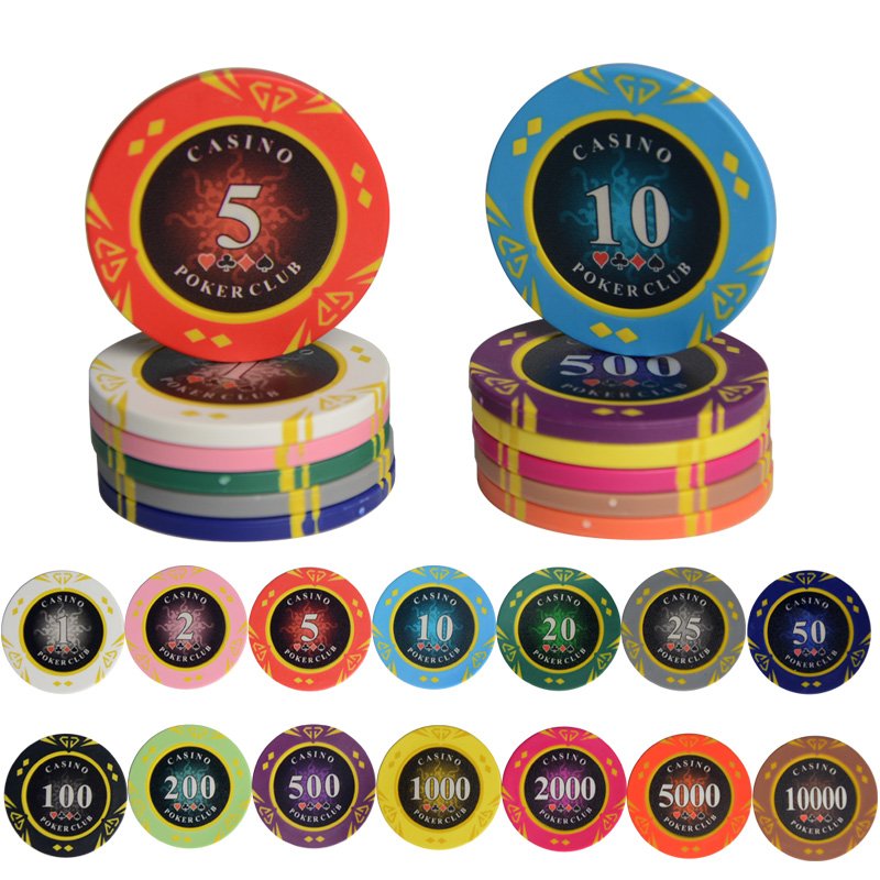 Hot Ceramic EPT Custom Made ABS Poker Chips Blank Printed Poker Chip Set Monte Carlo For Casino Clay Blanks Poker Chip Keychain