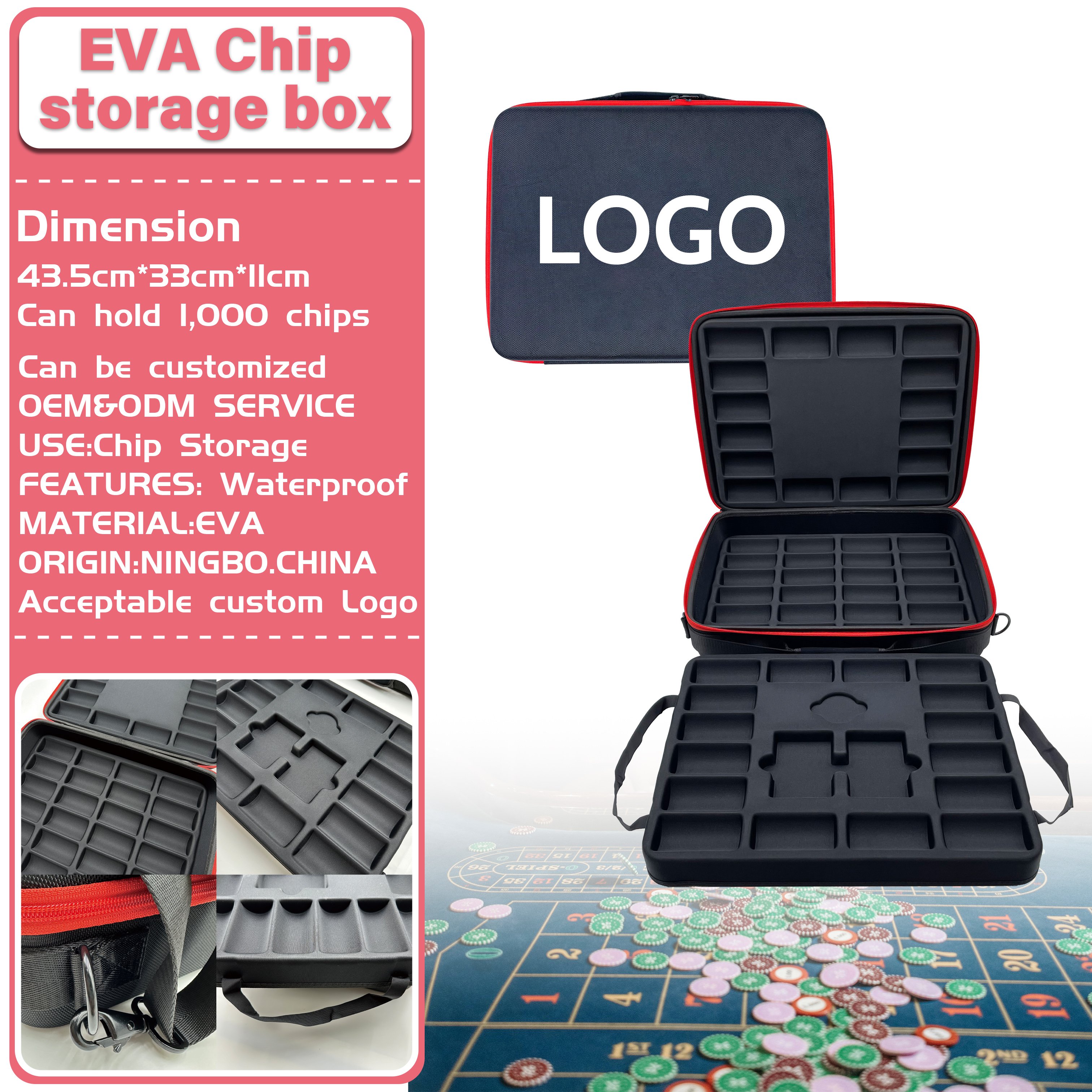 Travel chip storage bag can hold 1000 oversized pieces Chip poker for 1000pcs Gambling game