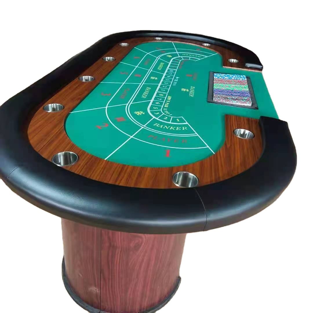 10 Person Texas Hold Em Oval Casino Poker Table Playing Card Table With LED Lamps Gambling Table