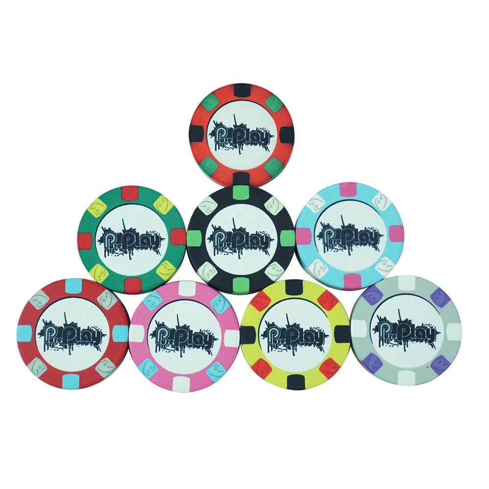 Professional customised 39mm ceramic poker chips 10g custom logo with no value 1000pcs chips in a carton for gambling products