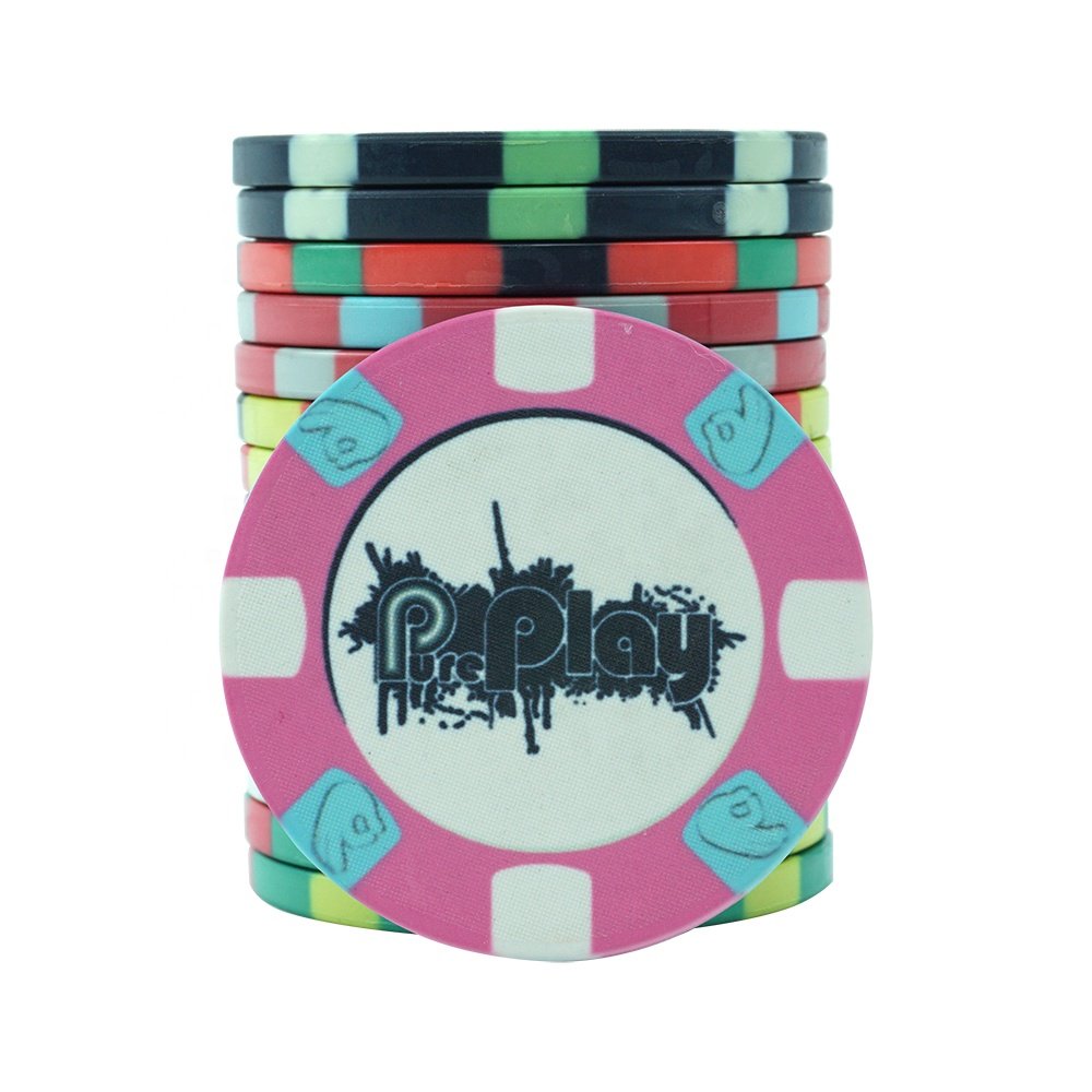 Professional customised 39mm ceramic poker chips 10g custom logo with no value 1000pcs chips in a carton for gambling products