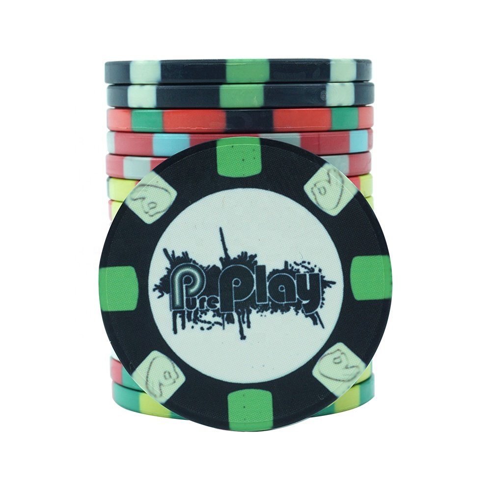 Professional customised 39mm ceramic poker chips 10g custom logo with no value 1000pcs chips in a carton for gambling products