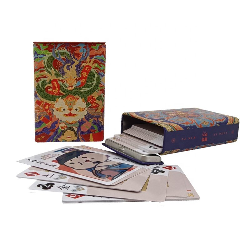 Dongguan custom candy square packaging clamshell poker tinplate box poker chip set box custom poker cards with storage box