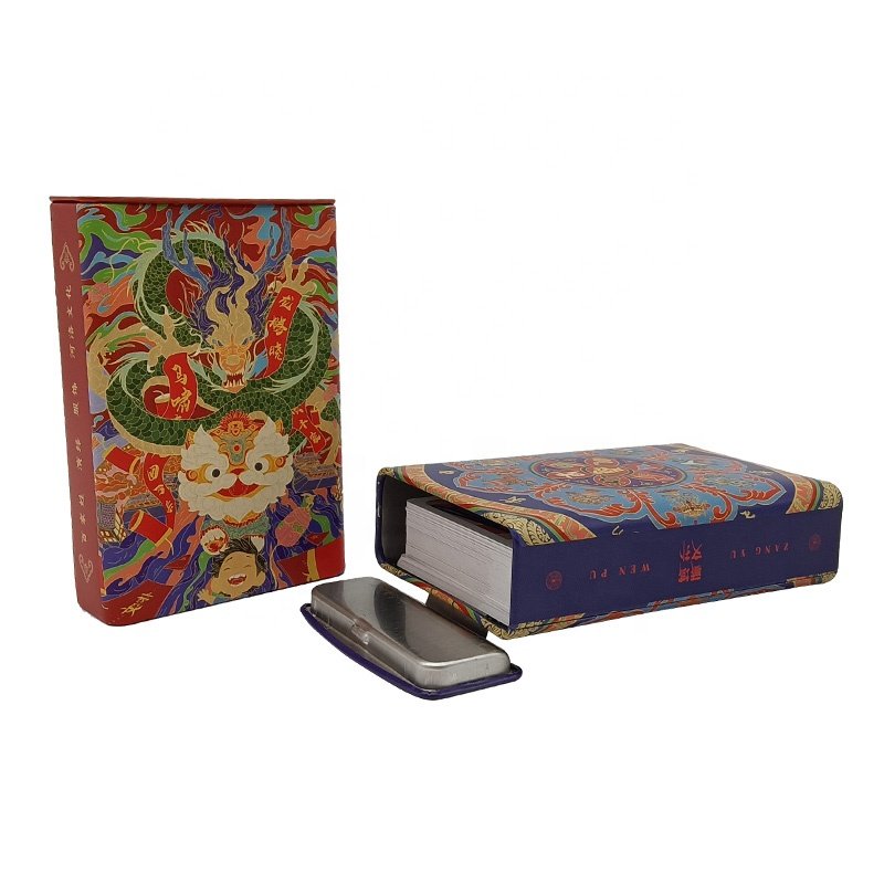 Dongguan custom candy square packaging clamshell poker tinplate box poker chip set box custom poker cards with storage box