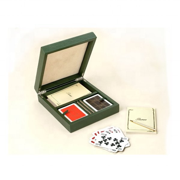 Poker Chips Set With leather Case Casino Chips 2 Decks Playing Cards Poker Set