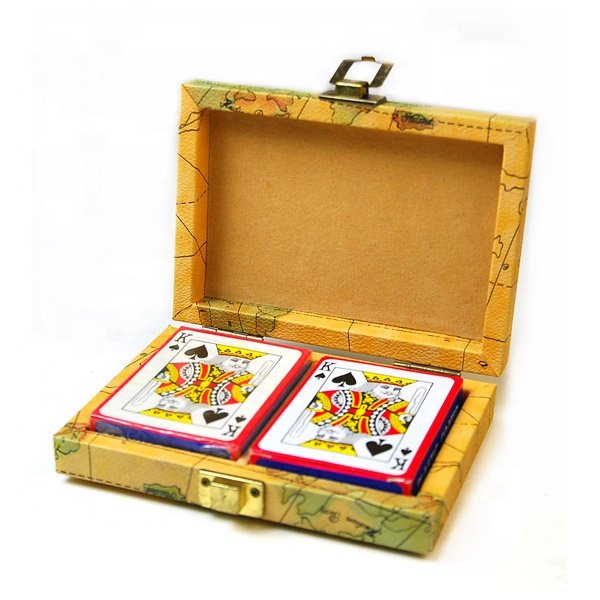 Poker Chips Set With leather Case Casino Chips 2 Decks Playing Cards Poker Set