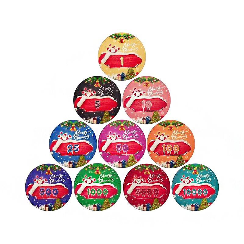 YH Merry Christmas Entertainment Gift Chips 10g Ceramics Poker Chips For Sale