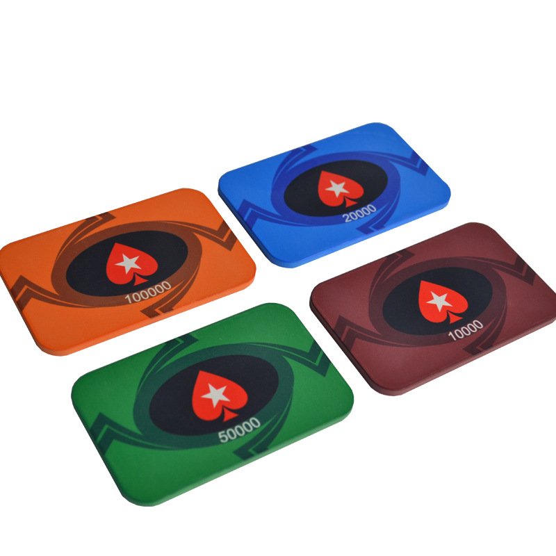 High quality custom square chip set rectangular plaque poker ceramic chips