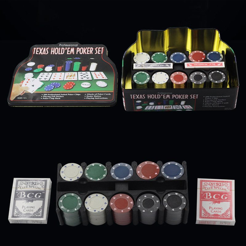 LANDER-MAN 200 Pcs Poker Chip Set Poker Game With Tin box Casino Games Casino Chips