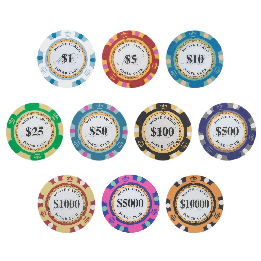 Monte Carlo Premium Poker Chips Heavyweight 14-Gram Clay Composite Casino Poker Chips
