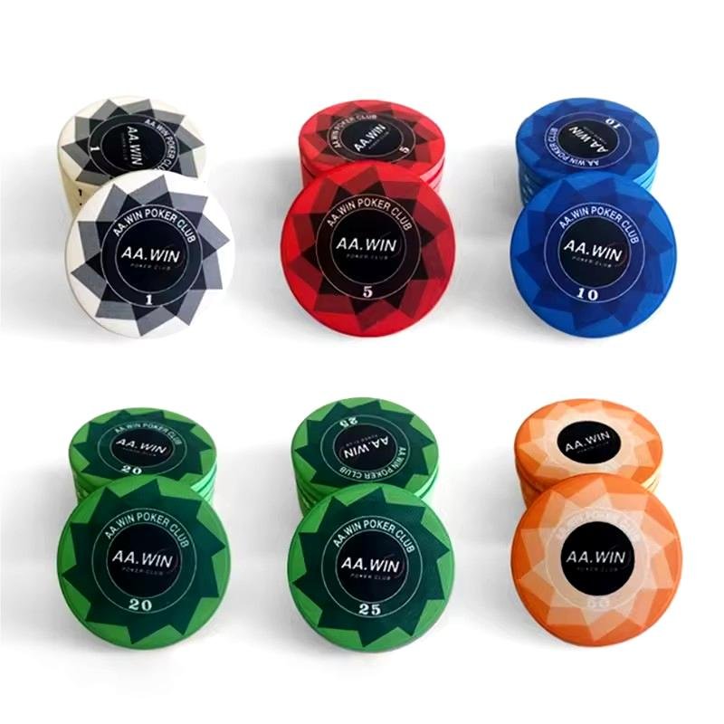 High-Quty Customizable 39mm Ceramic Monte Carlo Poker Chips for Poker Games