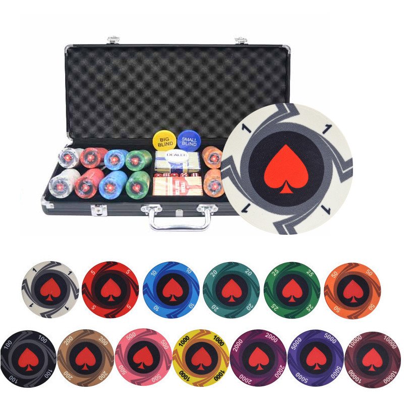 400PCS/LOT Round Peach Heart Coins Texas Hold'em Ceramic Poker Chip Entertainment Chips Aluminum Suitcase Set