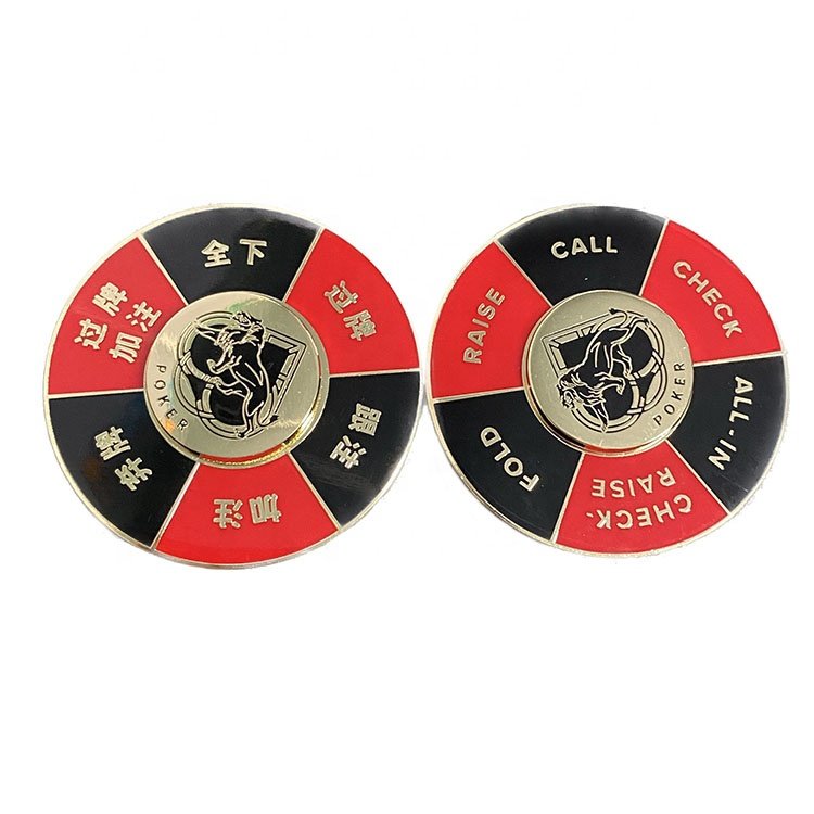 New Arrival Gifts Gold Metal Spin Casino Poker Chips Custom Enamel Logo Souvenir Rotate Metal Poker Chips