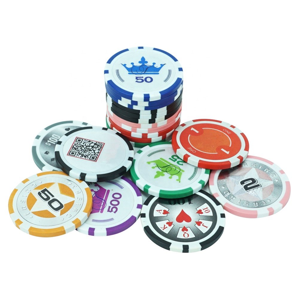 Wholesale custom 8 stripe poker chips 11.5gram abs casino plastic chip 40mm custom rfid sticker manufacture for gambling game