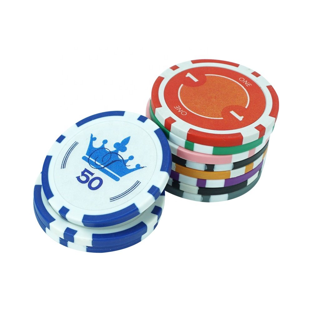 Wholesale custom 8 stripe poker chips 11.5gram abs casino plastic chip 40mm custom rfid sticker manufacture for gambling game