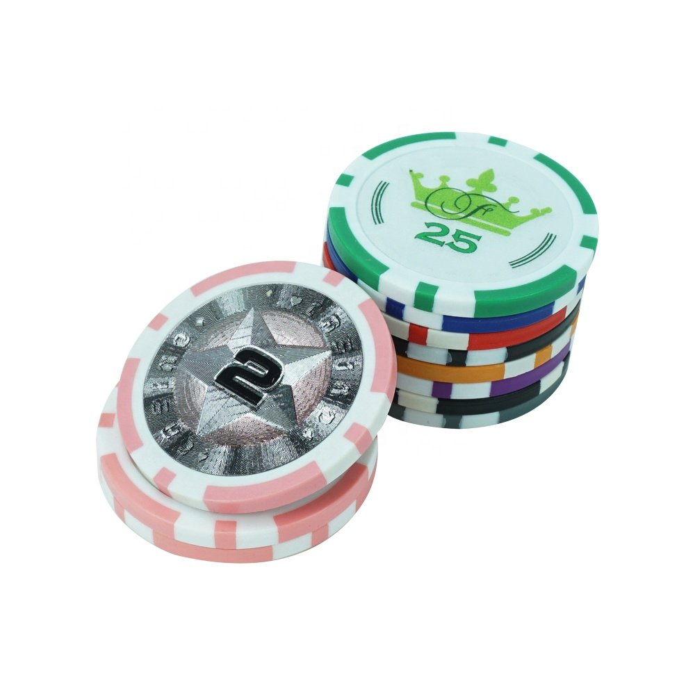 Wholesale custom 8 stripe poker chips 11.5gram abs casino plastic chip 40mm custom rfid sticker manufacture for gambling game