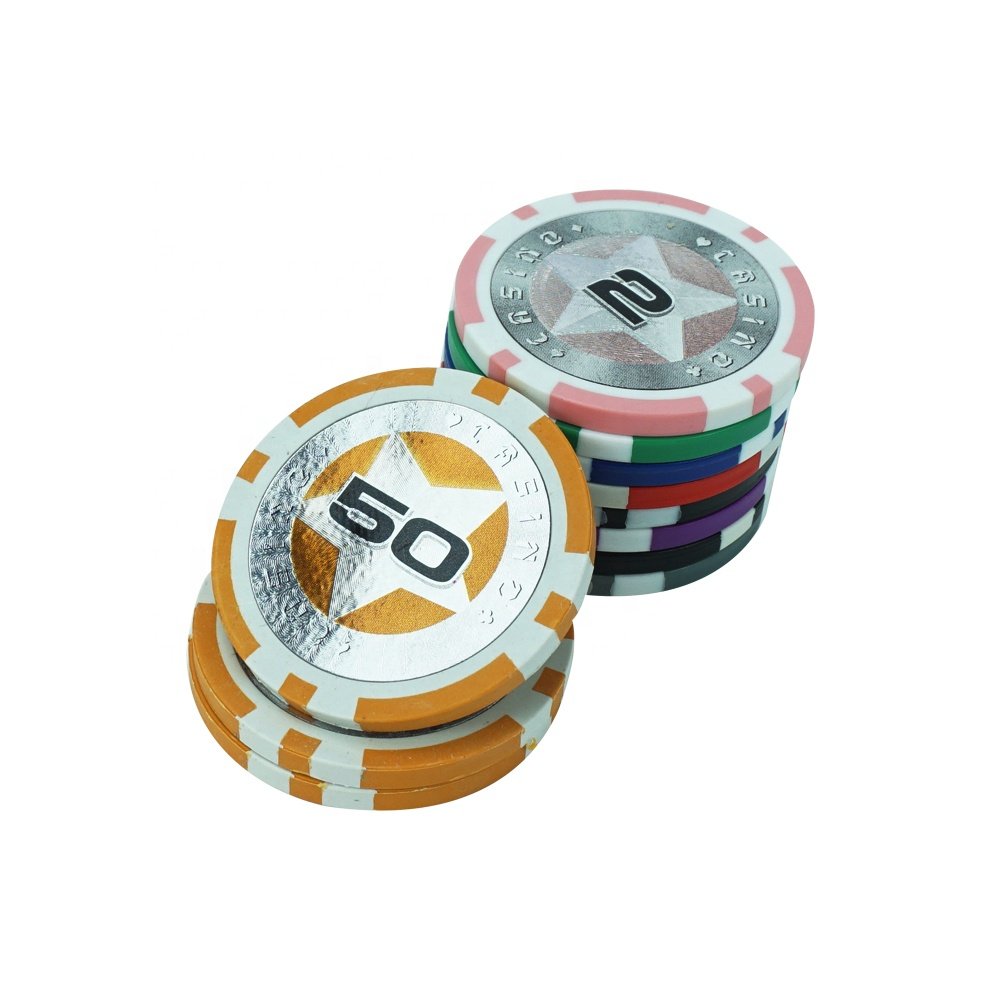 Wholesale custom 8 stripe poker chips 11.5gram abs casino plastic chip 40mm custom rfid sticker manufacture for gambling game