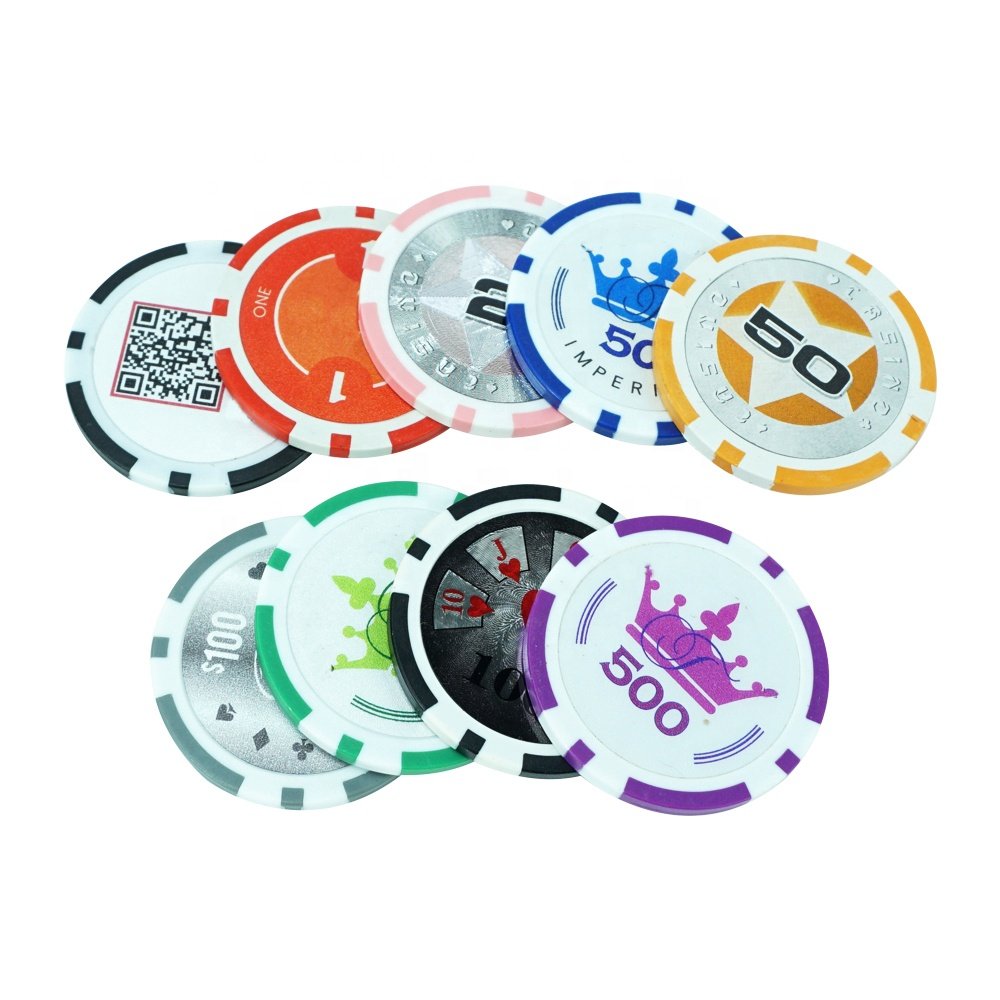 Wholesale custom 8 stripe poker chips 11.5gram abs casino plastic chip 40mm custom rfid sticker manufacture for gambling game