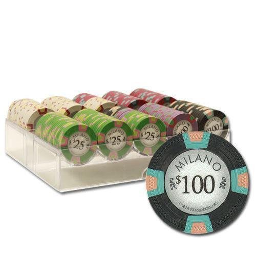200pc Custom "Milano" Clay Poker Chip Set in Acrylic Case