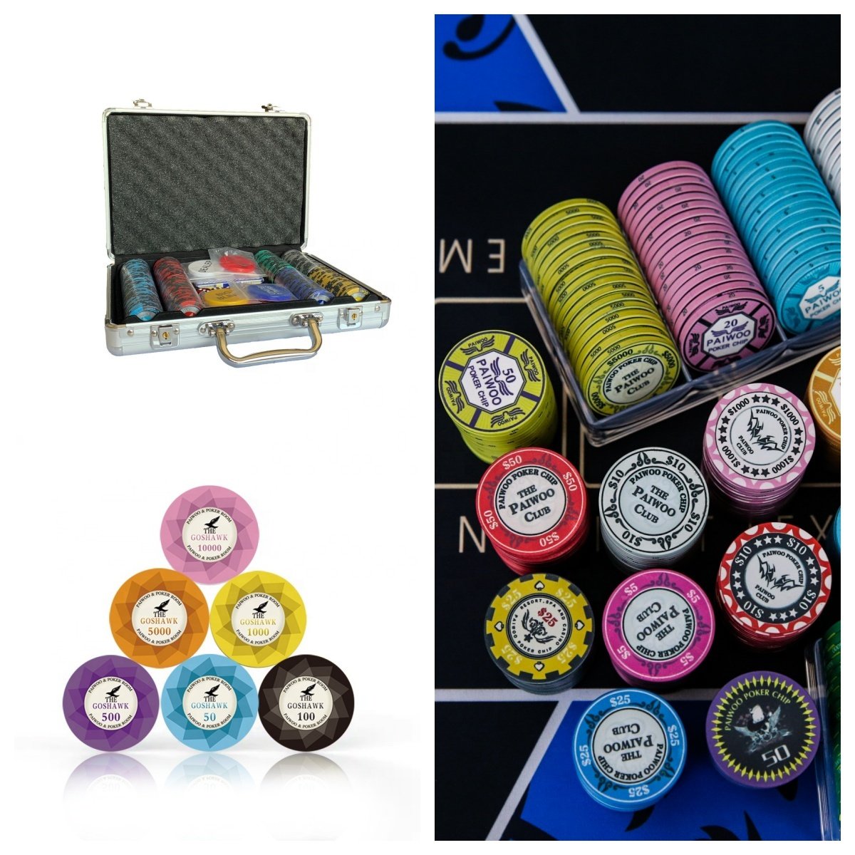 Casino-Grade 300pcs Tournament-Quality Ceramic Poker Chips Set Club Color