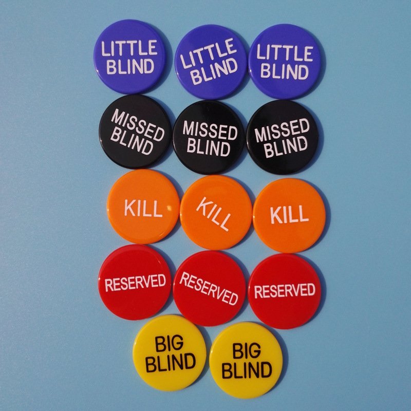 Little Blind Big Blind Missed Blind Kill Reserved Puck Buttons Professional Casino Texas Hold'em Poker Dealer Accessory