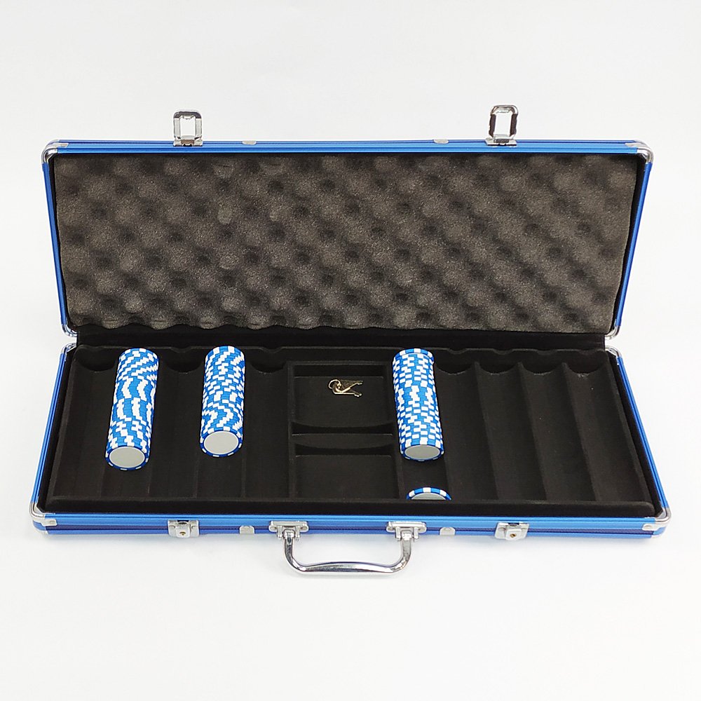 Generous Blue 2000 1000 500 Aluminum Poker Chips Case