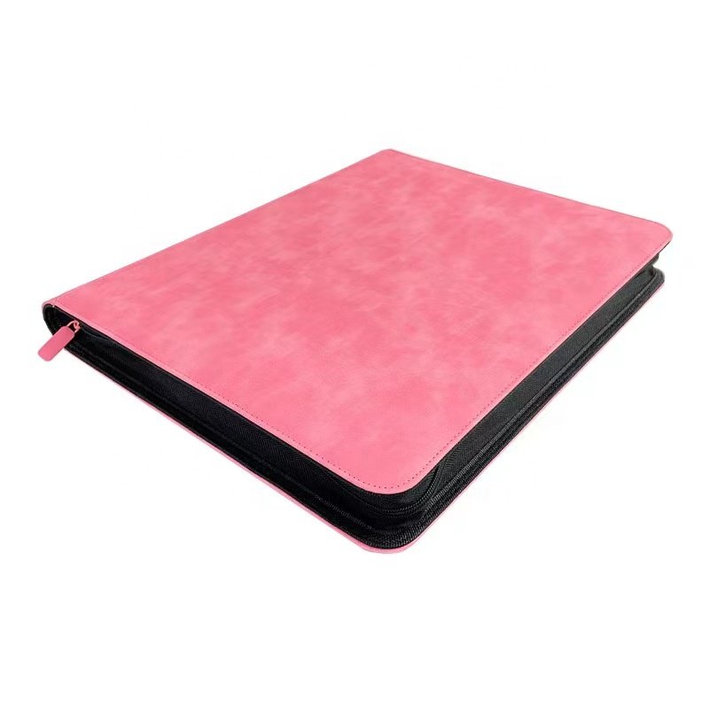 Unisex 9-Pocket Zipper PU Leather Binder Pocket Card Album for Adults Children Chinese Chess Go Game Functional Chess Clocks
