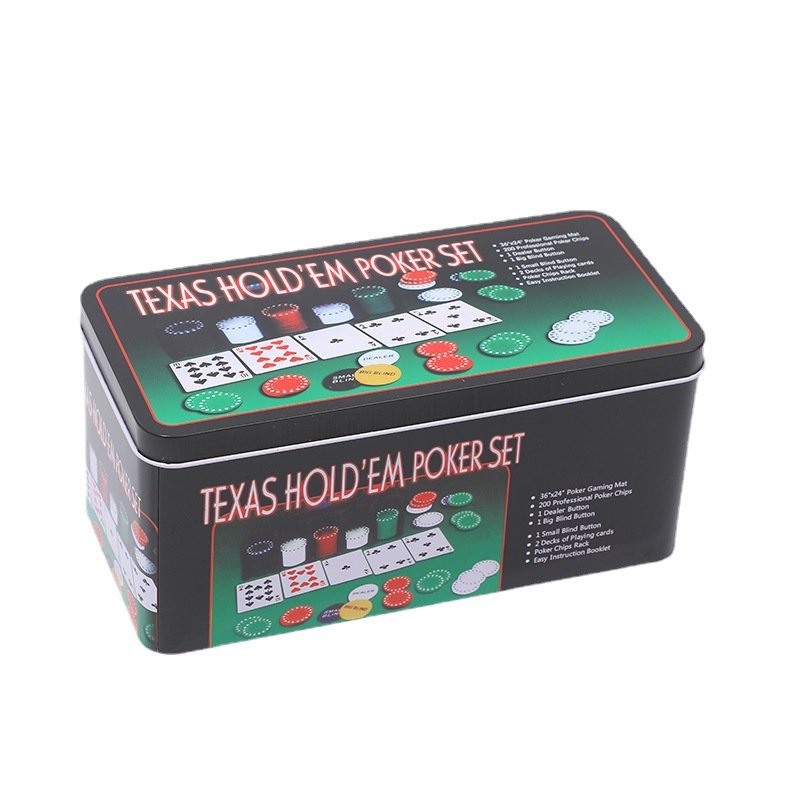 Poker Chip Game Set in Tin Box Blackjack Poker Set With Table Cloth Chip Poker Playing Game For Party