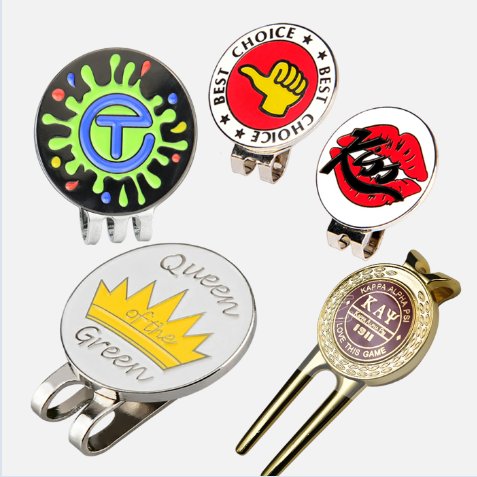 Hat Lapel Pin Custom Metal Zinc Alloy Enamel Hat Brim Clips Holder And Pins Golf Ball Marker Magnetic With Magnet
