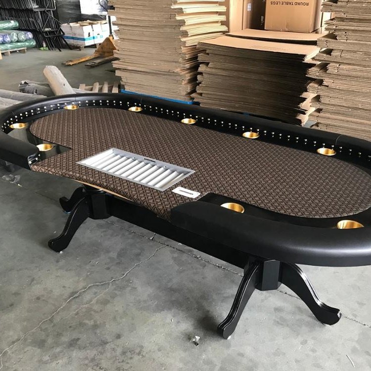 96inch texas hold real wood poker table and metal chip tray
