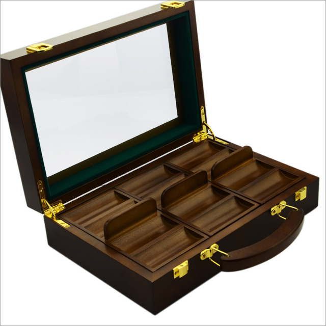 New Design Baccarat Poker Chips Poker Game Accessory Wooden Poker Chip Box/Suitcase