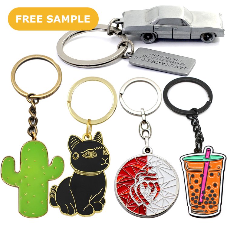 New Design Custom Promotional Advertising Keychains 2024 Round Custom Enamel Poker Chip Keychain