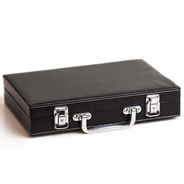 Hand made Texas Poker Chip Game Set With Cards Leather Case