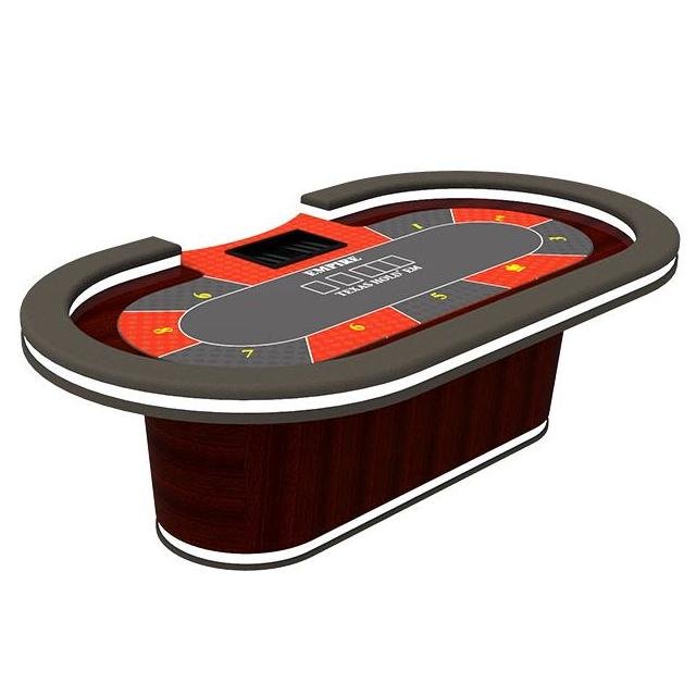YH Texas Hold Poker Red Led Poker Table With Poker Chip Tray