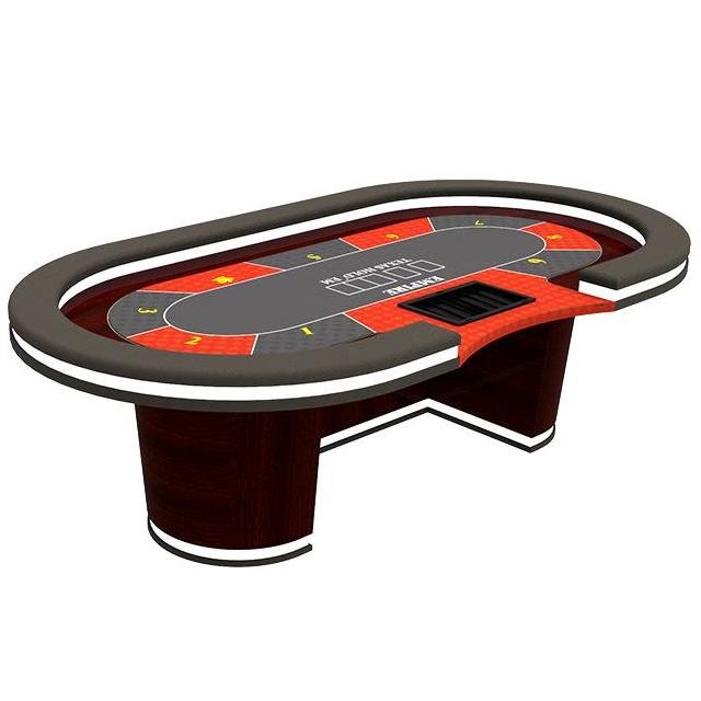 YH Texas Hold Poker Red Led Poker Table With Poker Chip Tray