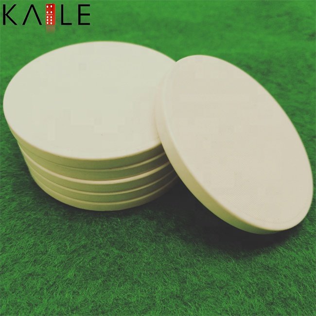 Factory supply 39mm cheap white poker chips ceramic blanks 10g per piece any logo design can print on chips for casino games